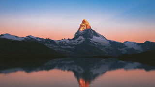 Mountain reflection water sunset landscape - a reflection of the mountain free wallpaper