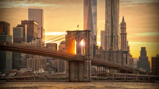Bridge city skyline sunset matte - the bridge free wallpaper for desktop