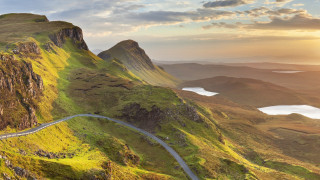 Scenic mountain winding road lake - david paton free wallpaper