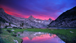 Mountain lake sunset pink clouds 2 - ansel adams free wallpaper for desktop