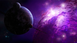 Space purple planet milky way - a space scene free wallpaper for desktop