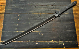 Knife wooden table black handle - sharp high detail free wallpaper