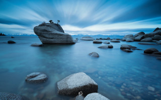 Long exposure rocks water lone - ansel adams free wallpaper