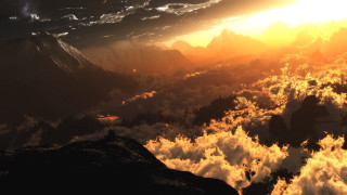 Mountain range clouds sun background - cloud and mountains free wallpaper