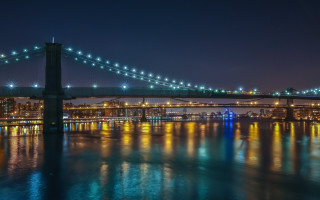 Night city bridge lights water - a bridge free wallpaper for desktop