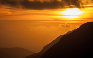 Bird sunset mountain ocean sky - ada hill walker free wallpaper