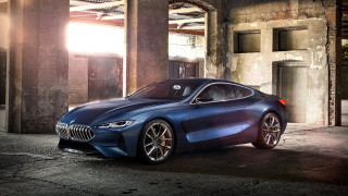 Blue bmw concept car building - constant permeke free wallpaper