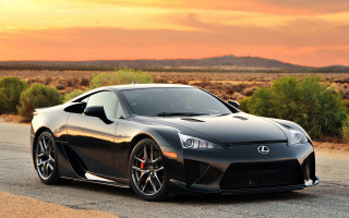 Black sports car mountain sunset 3 - luxury free wallpaper for desktop
