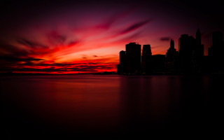 City skyline red purple dusk - sky free wallpaper