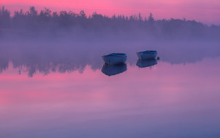 Boats sunset pink sky trees 2 - tranquil free wallpaper