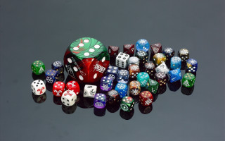 Pile dices tabletop gray background - dungeon and dragons free wallpaper