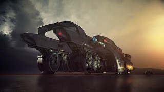 Futuristic vehicle large engine back - cedric peyravernay free wallpaper