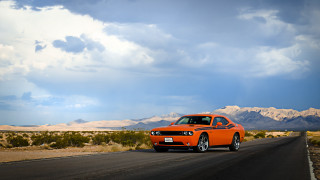 Orange car desert mountains tilt - a road in the desert free wallpaper