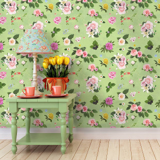 Green table lamp flowers wallpaper - free spring wallpaper for tablet