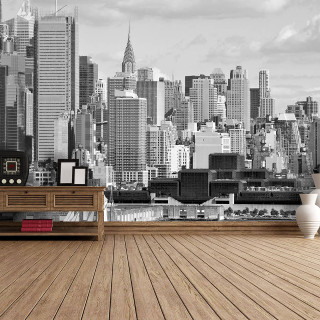Wooden floor city skyline mural - free ship wallpaper for tablet