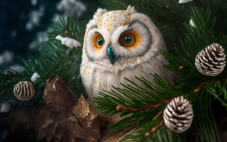 Owl pinecones bush christmas forest - pine free wallpaper for desktop