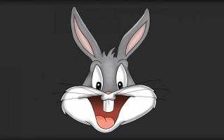 Cartoon rabbit open mouth smile - a black frame free wallpaper for desktop
