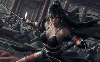 Woman sword city fantasy armor - bayard wu free wallpaper