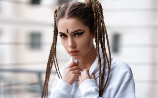 Woman braid white shirt portrait - neoism free wallpaper