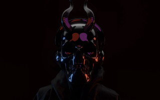 Horned man glowing horns red - c4d free wallpaper for desktop