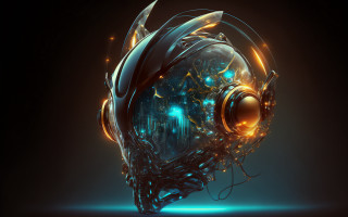 Futuristic headphone biomechanical glowing background - a futuristic design free wallpaper
