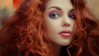 Elina karimova red hair blue - a red flower free wallpaper