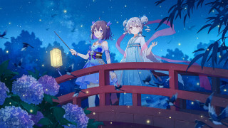 Anime girls bridge night lantern - fan qi free wallpaper for desktop