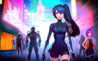 Cyberpunk anime girls neon city - cyberpunk style free wallpaper for desktop