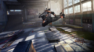 Man flying skateboard sunset city - unreal engine free wallpaper for desktop