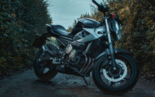 Motorcycle forest road bush tilt - motion blur free wallpaper