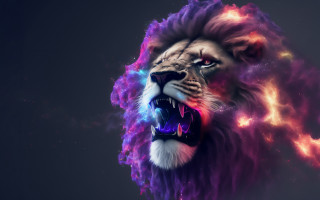 Lion colorful mane fire galaxy - a lion free wallpaper for desktop
