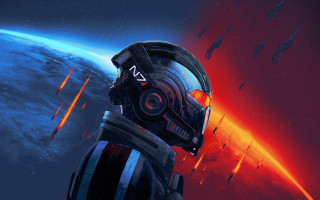 Space station red blue planet - mass effect free wallpaper for desktop