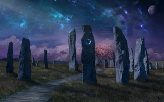 Path stones moon stars fantasy - a moon free wallpaper