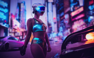 Eve rider cyberpunk neon city - a car in a city free wallpaper