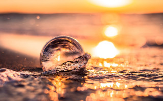 Water drop beach sunset reflection - sunrise time free wallpaper