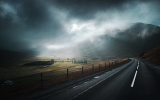Road fence field sheep mountain - sheep free wallpaper