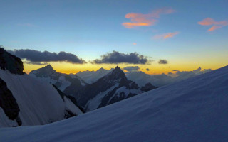 Ski sunset mountain lake city - zenith view free wallpaper