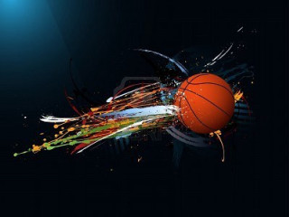 Basketball paint splatters spotlight black - a basketball free wallpaper
