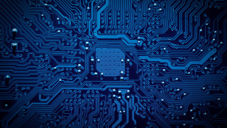 Circuit board water drops blue - cybernetic free wallpaper