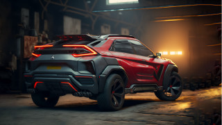 Red car garage night lights - unreal engine 5 free wallpaper