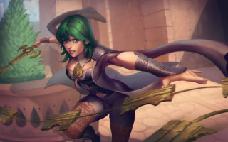 Green hair sword fantasy heroine - bayard wu free wallpaper