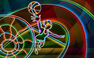 Basketball player jumping basket abstract - rim light free wallpaper