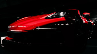 Red sports car dark garage 6 - a white light free wallpaper