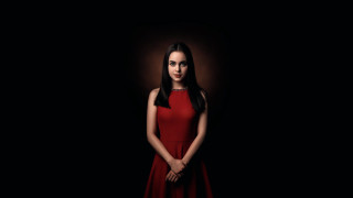 Red dress woman dark background - daphne mcclure free wallpaper