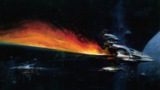 Space station rainbow flame background - conceptart free wallpaper for desktop
