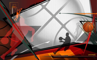 Basketball player dunk abstract shapes - a background free wallpaper