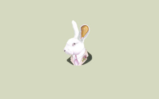 White rabbit suit tie green - llustration free wallpaper