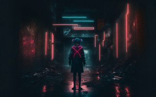 Neon hallway elsa bleda cyberpunk - cyberpunk style free wallpaper for desktop
