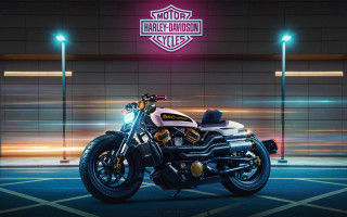 Motorcycle parking lot neon harley - a neon sign free wallpaper