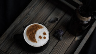 Coffee smiley bottle moon planet - a smiley face free wallpaper
